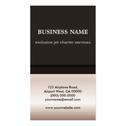 Professional Pilot Jet Charter Business Cards (back side)