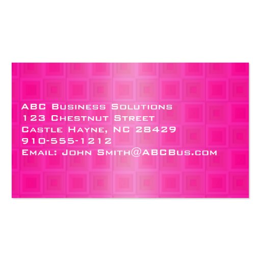 Professional Pink Squares Business Cards (back side)