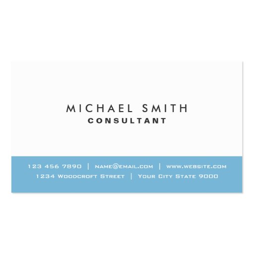 Professional Plain Elegant Modern Blue and White Business Card (front side)