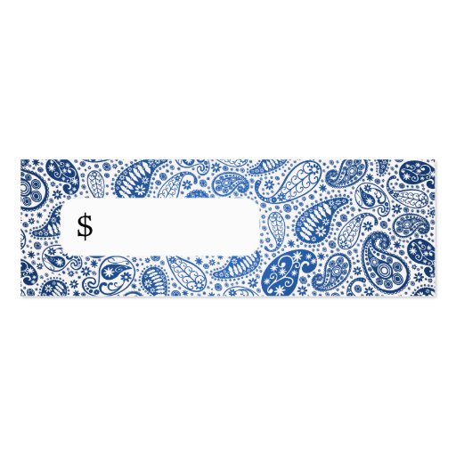 Professional Price Tag Fashion Paisley Blue Business Card (front side)