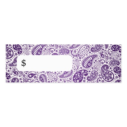 Professional Price Tag Fashion Paisley Purple Business Card (front side)