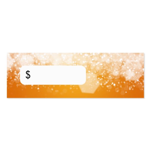 Professional Price Tag Sparkling Night Orange Business Cards (front side)