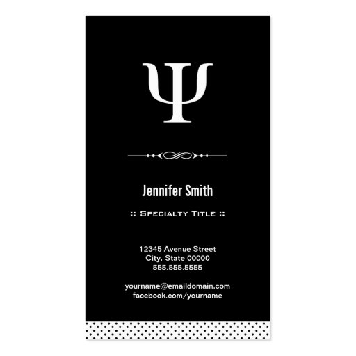 Professional Psychologist - Psychology Psi Symbol Business Card Template (front side)
