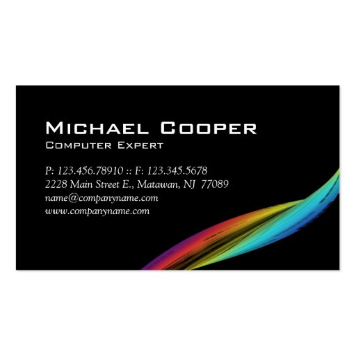 Professional Rainbow Wave Business Card Black (back side)