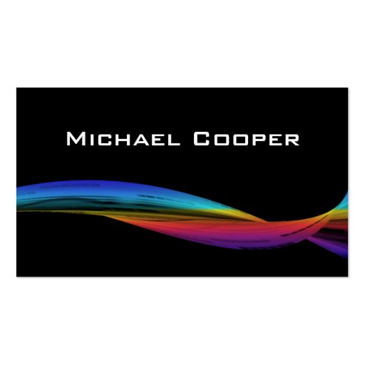 Professional Rainbow Wave Business Card Black (front side)