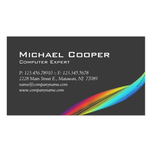 Professional Rainbow Wave Business Card Gray (back side)