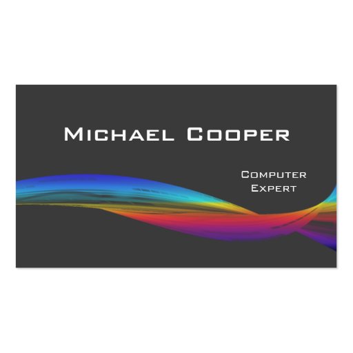 Professional Rainbow Wave Business Card Gray (front side)
