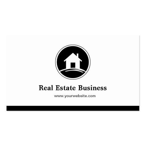 Professional Real Estate Broker Simple Black White Business Cards (front side)