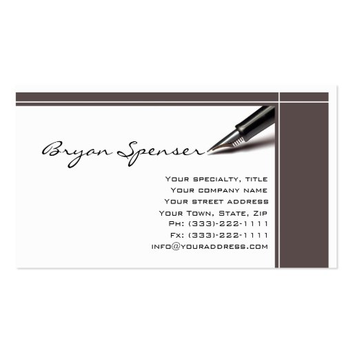 Professional Relief Writer Simple White Card Business Card Templates (front side)