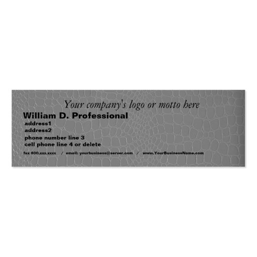 Professional Silver Gray Snakeskin Print Business Card Templates (front side)
