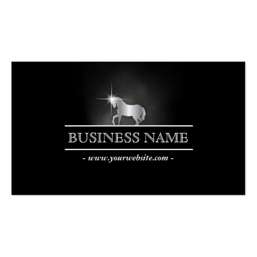 Professional Silver Horse Dark Business Card (front side)