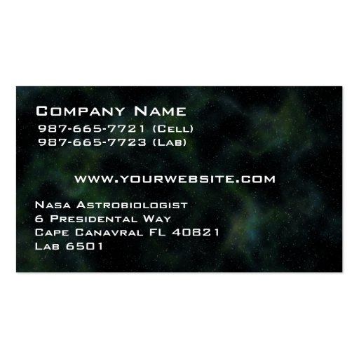 Professional Space Astronomy Nebula Business Cards (back side)