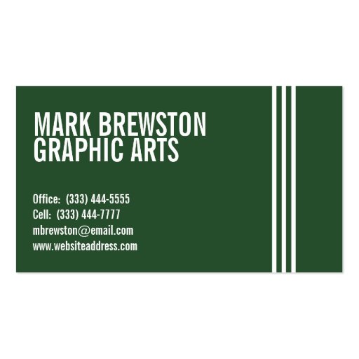 Professional Stripes Business Cards in Dark Green