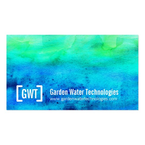 Professional water blue green business cards (front side)