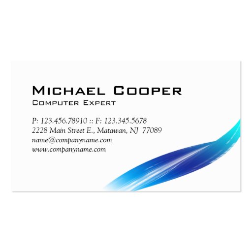 Professional Wave Business Card Blue White (back side)