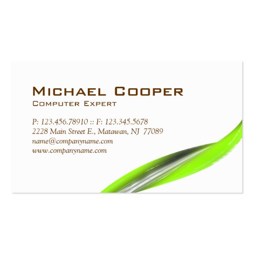 Professional Wave Business Card Green White (back side)