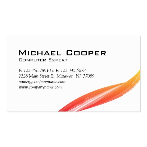 Professional Wave Business Card Orange Yellow W (back side)