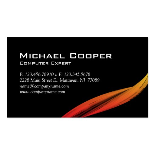 Professional Wave Business Card Red Yellow (back side)
