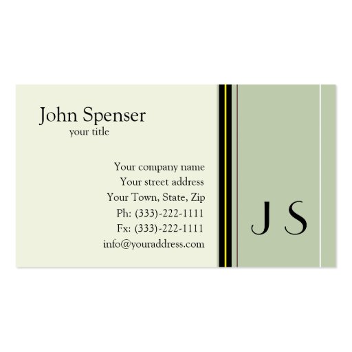 Professional Writer Monogrammed Business Card (front side)