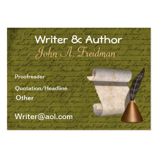 Professional Writers Business Card (front side)
