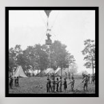 Professor Lowe's Balloon Battle View 1862 Poster