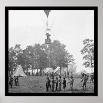 Professor Lowe's Balloon Battle View 1862 Poster