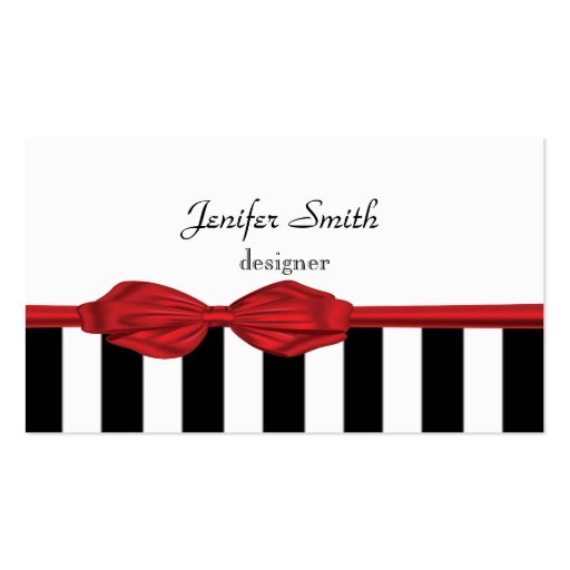 Proffesional elegant red bow stripes business card templates (back side)