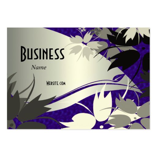 Profile Business Card Black Silver Blue Floral