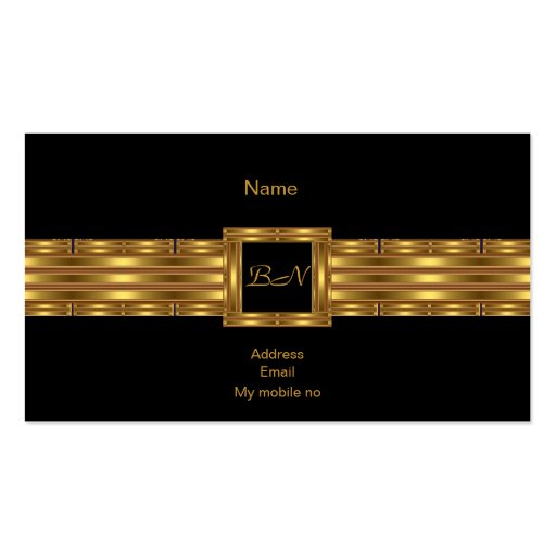 Profile Business Card Gold Monogram Black (back side)