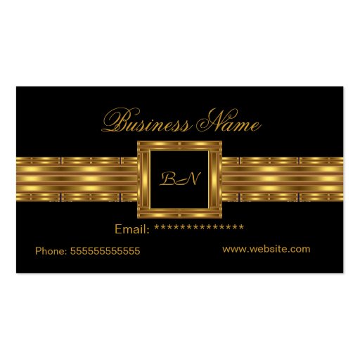 Profile Business Card Gold Monogram Black (front side)