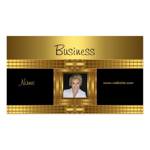 Profile Business Card Gold on Gold Black Add Photo (front side)