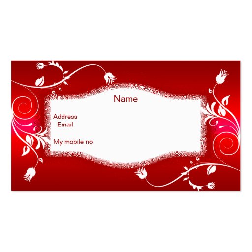 Profile Business Card Red White Floral (back side)