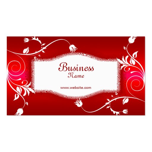 Profile Business Card Red White Floral (front side)
