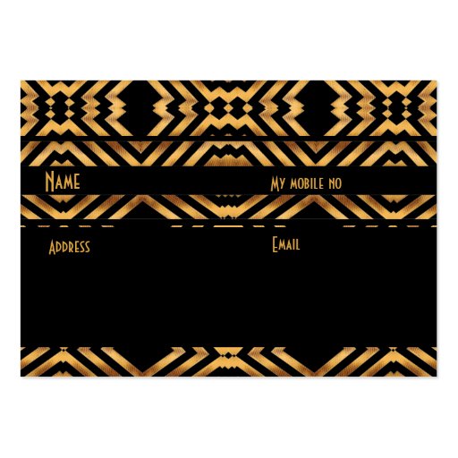 Profile Business Card Retro Black Gold Exotic (back side)