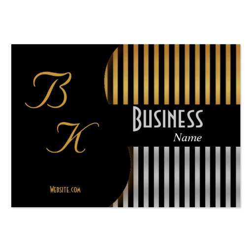 Profile Business Card Simple Black Gold Silver (front side)