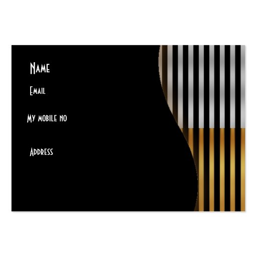 Profile Business Card Simple Black Gold Silver (back side)