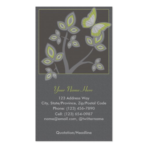 Profile Business Card: Tree with Butterfly (front side)
