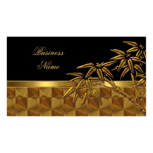 Profile Card Asian Black Gold Bamboo Business Cards (front side)