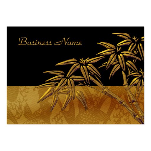 Profile Card Asian Black Gold Bamboo Business Card (front side)