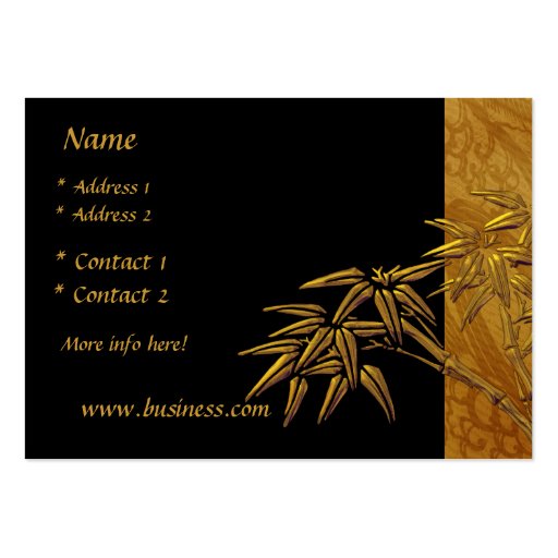 Profile Card Asian Black Gold Bamboo Business Card (back side)