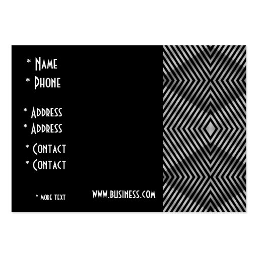 Profile Card Black & White Style Diamond Stripe Business Card Template (back side)