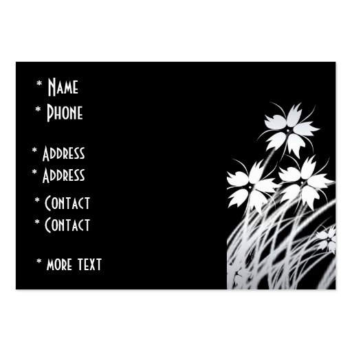 Profile Card Black & White Style Flowers Business Card Template (back side)