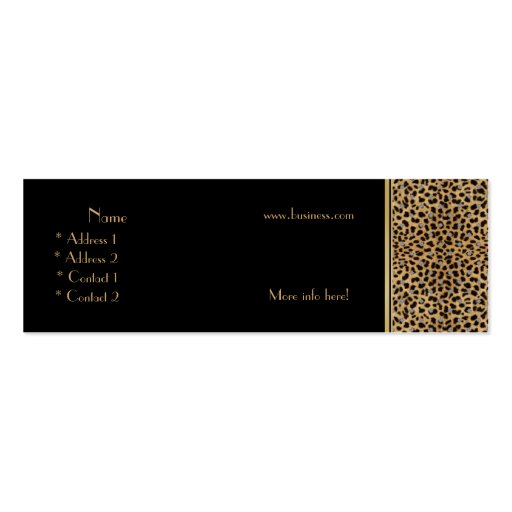 Profile Card Business Animal Print Gold Black Business Card (back side)