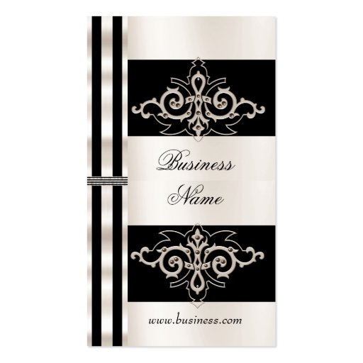 Profile Card Business Art Deco Black Sepia Stripe Business Cards (front side)