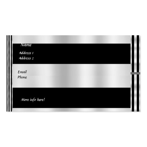 Profile Card Business Art Deco Black Silver Stripe Business Cards (back side)