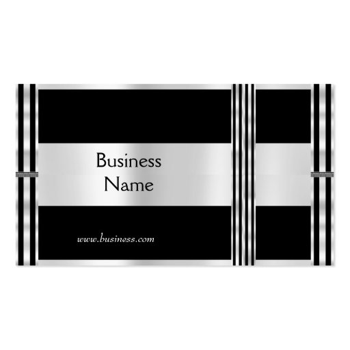 Profile Card Business Art Deco Black Silver Stripe Business Cards (front side)