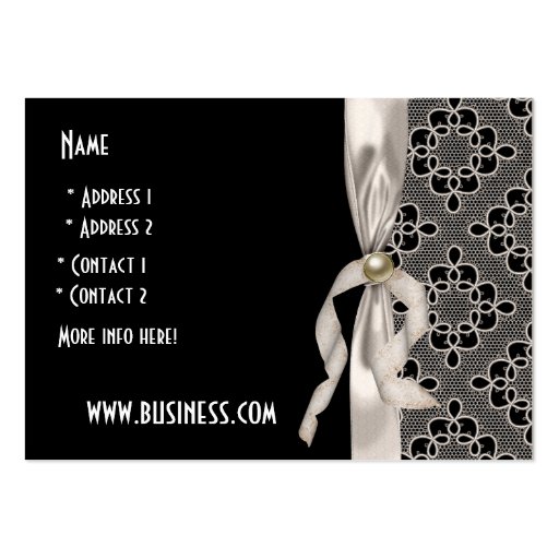 Profile Card Business Art Nouveau Lace Bow Business Cards (back side)