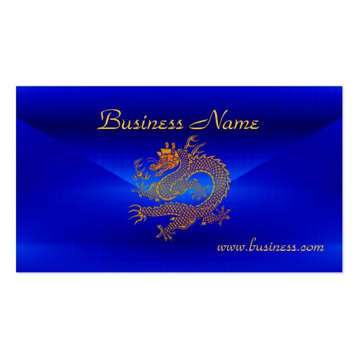 Profile Card Business Blue Gold Dragon 2 Business Card (front side)