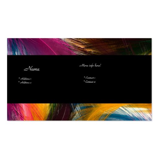 Profile Card Business Colorful Wild Feather Black Business Card Templates (back side)
