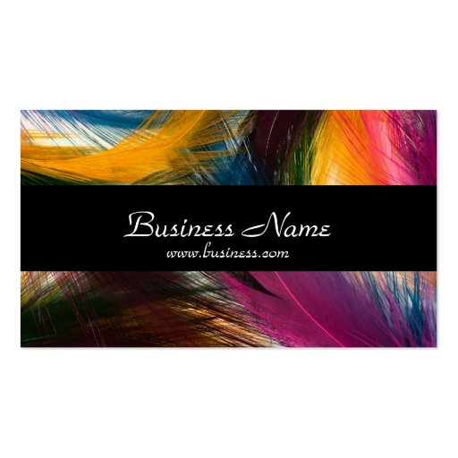 Profile Card Business Colorful Wild Feather Black Business Card Templates (front side)